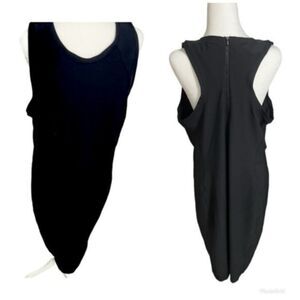 Athleta midi dress, black, size XL scuba feel style zipper in back